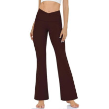 (XXL, Style2) Women's High Waist Skinny Stacked Leggings Pants Split Flare Pants S-3xl