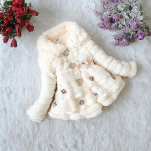(3-4 Years, Yellow) Kids Girls Winter Fleece Coat Luxury Faux Fur Jacket Warm Outerwear