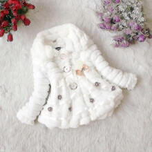 (2-3 Years, White) Kids Girls Winter Fleece Coat Luxury Faux Fur Jacket Warm Outerwear
