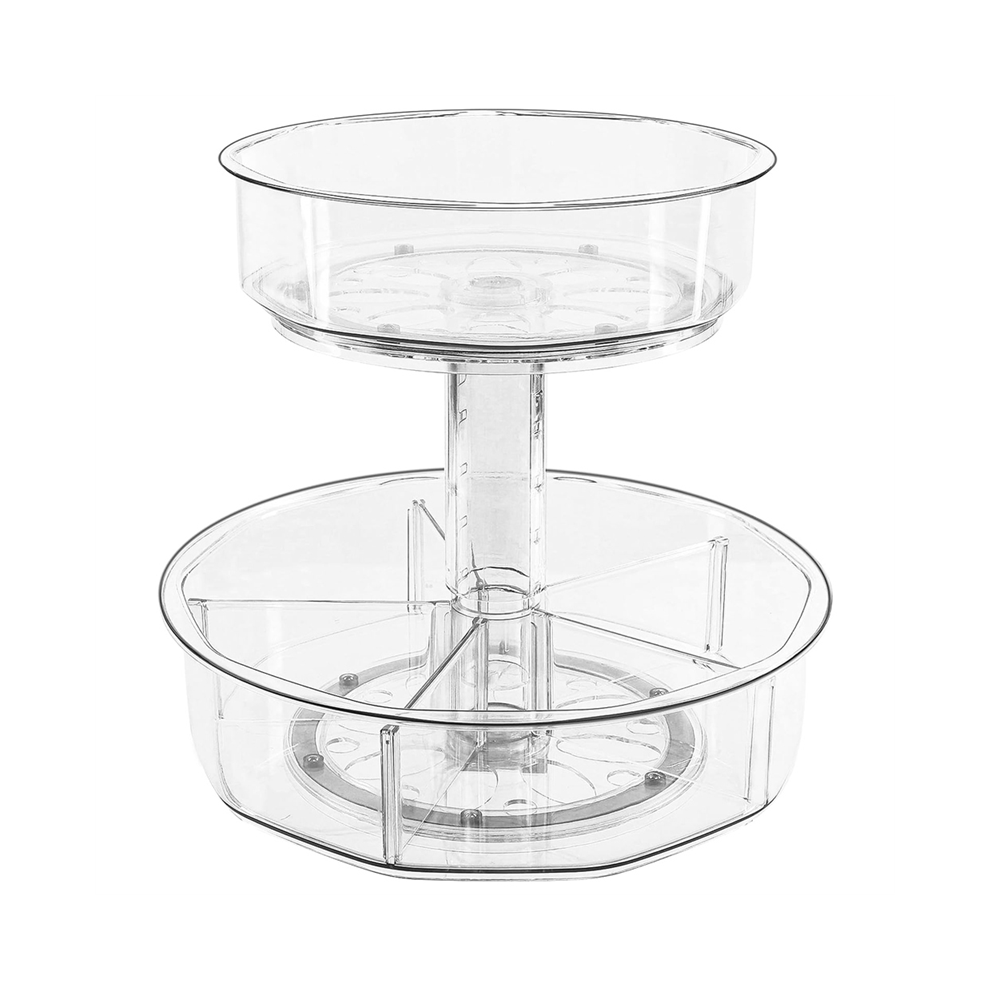 2 Tier Lazy Susan Organizer Turntable Clear Spice