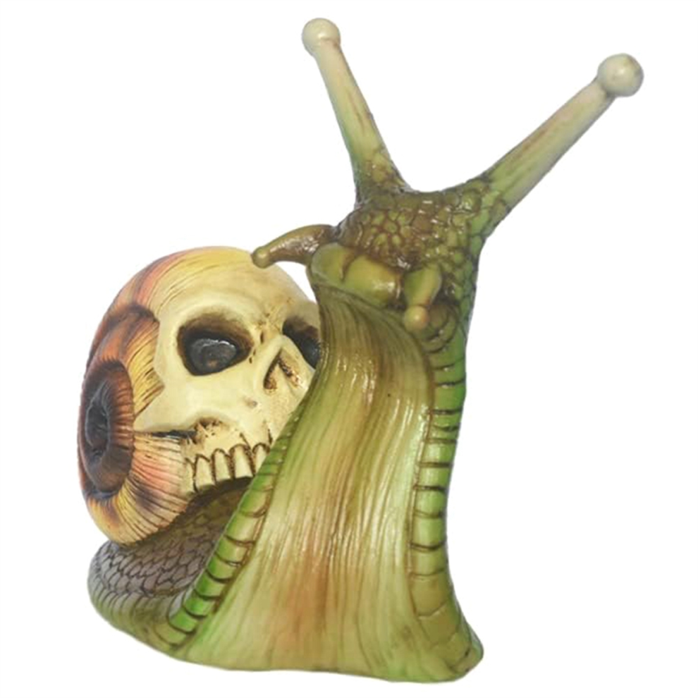 Escargot crâne d'Halloween, sculpture, décoration intérieure en résine