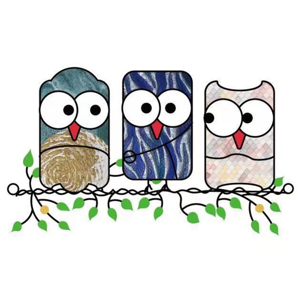 Joli pendentif hibou de dessin animé 3 couleurs pour décoration de jardin et de maison