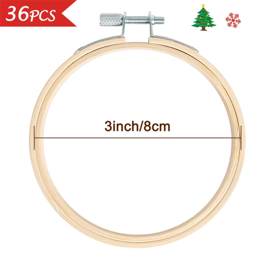 36 stk. 3 tommer broderirammer - mini bambusrund f 2