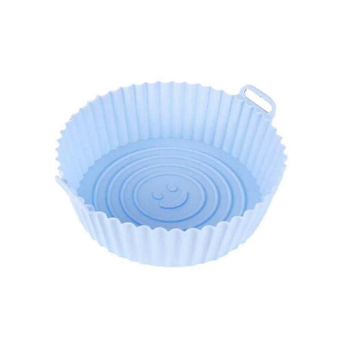 (Light Blue) Silicone Baking Basket Deep Air Fryer