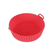 (Red) Silicone Baking Basket Deep Air Fryer