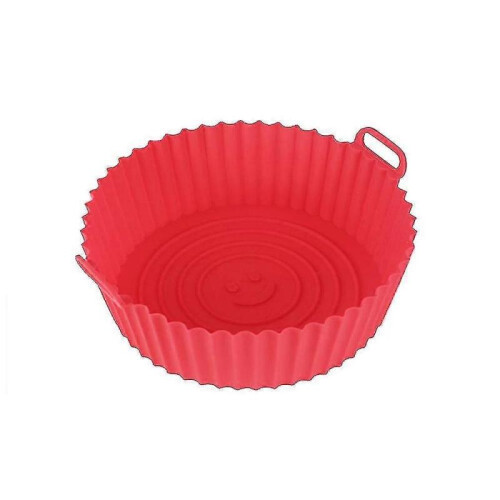 (Red) Silicone Baking Basket Deep Air Fryer