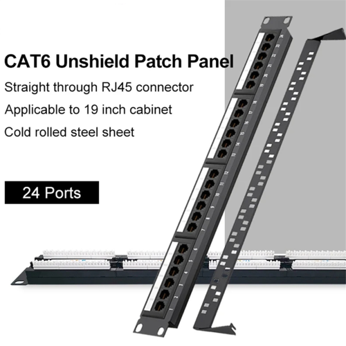 24 painel de remendo dos portos CAT6 UTP RJ45 19 polegadas 1U Cabl 2