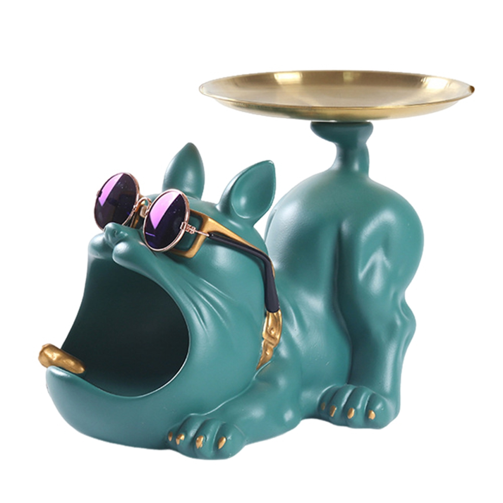 Resina Cool Bulldog Crafts Perro Mayordomo Con Bandeja Para-image