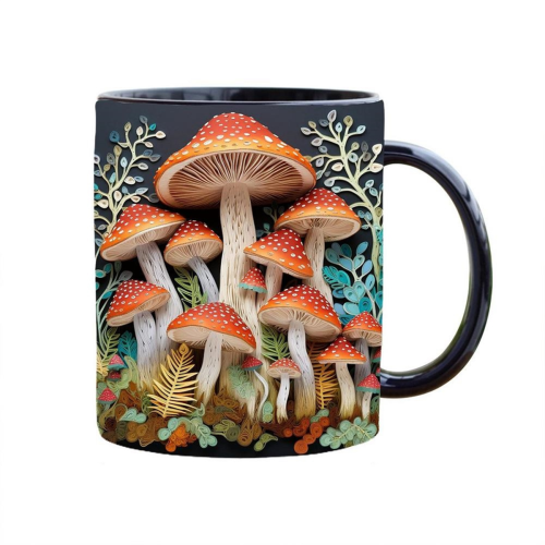 Mug Champignons Magiques 3D en Céramique Design Espace Amusant Mu