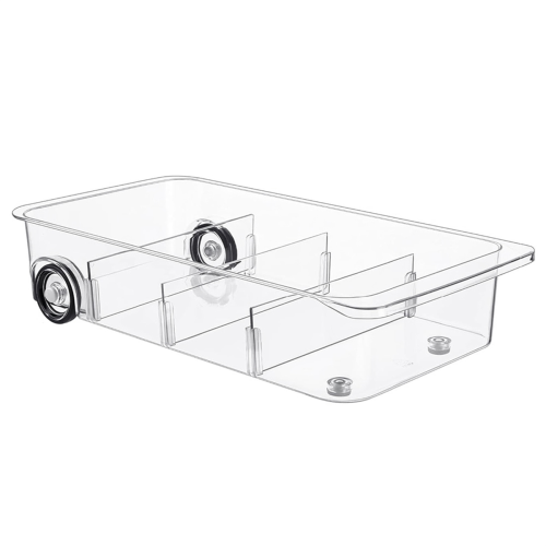Fridge Organizer Bins on Wheels, Clear Roll Out Dr 1