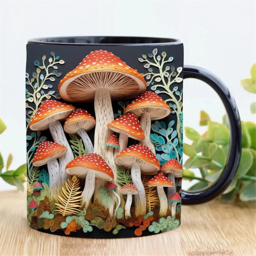 Mug Champignons Magiques 3D en Céramique Design Espace Amusant Mu 2