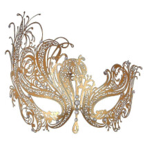 Veeki Masquerade Mask for Women Metal Mask Shiny Party Evening Prom Ball Mask --- C Gold Plating