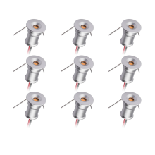 Mini-Downlight DC12V 1W 3000K 9er-Pack Silbernes Gehäuse,