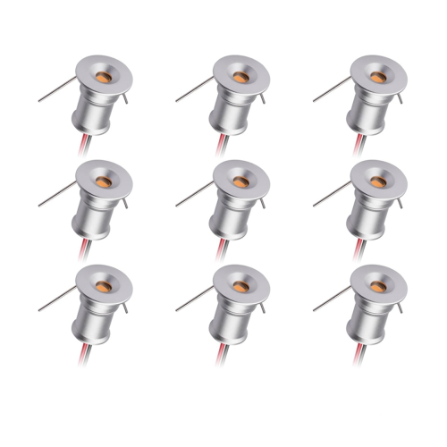 Mini-Downlight DC12V 1W 3000K 9er-Pack Silbernes Gehäuse, 1
