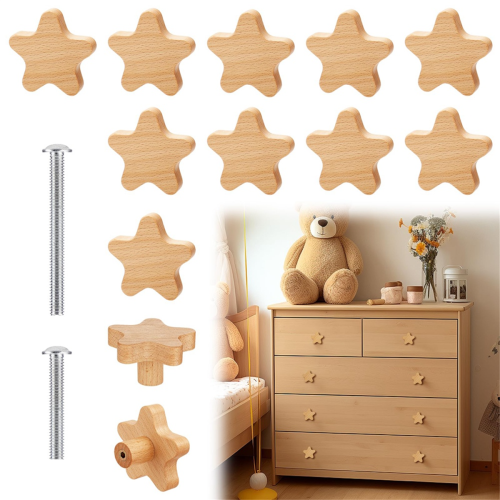 Pomelli per cassetti Boho - Confezione da 12 pomelli per cassetti in legno resistente 2