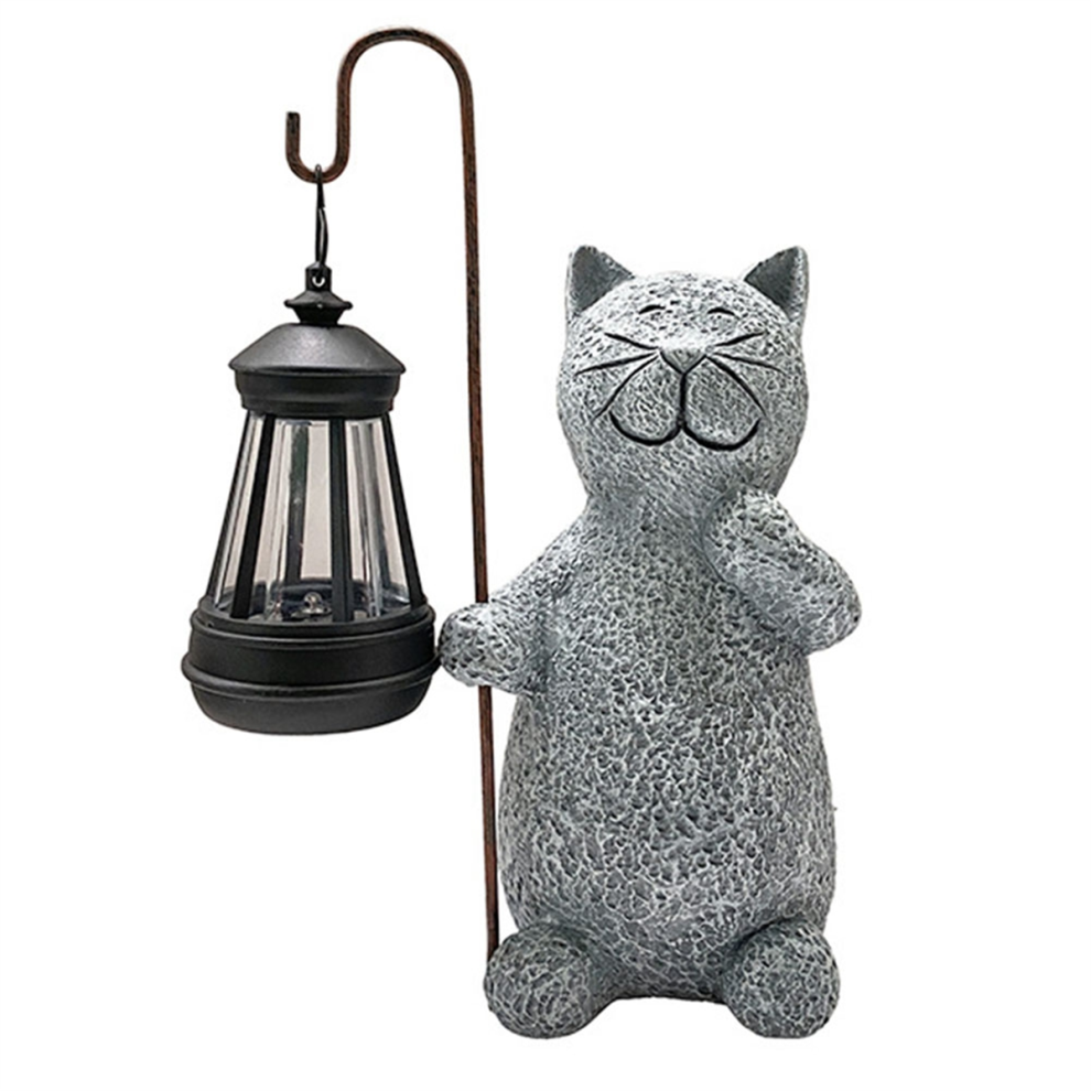 Statua Di Gatto In Resina Alimentata Ad Energia Solare, Statuetta Da Giardino Li