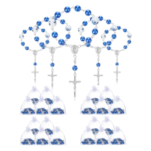 25 Stück blaue Rosenkränze zur Taufe – Mini-Rosenkränze, klein