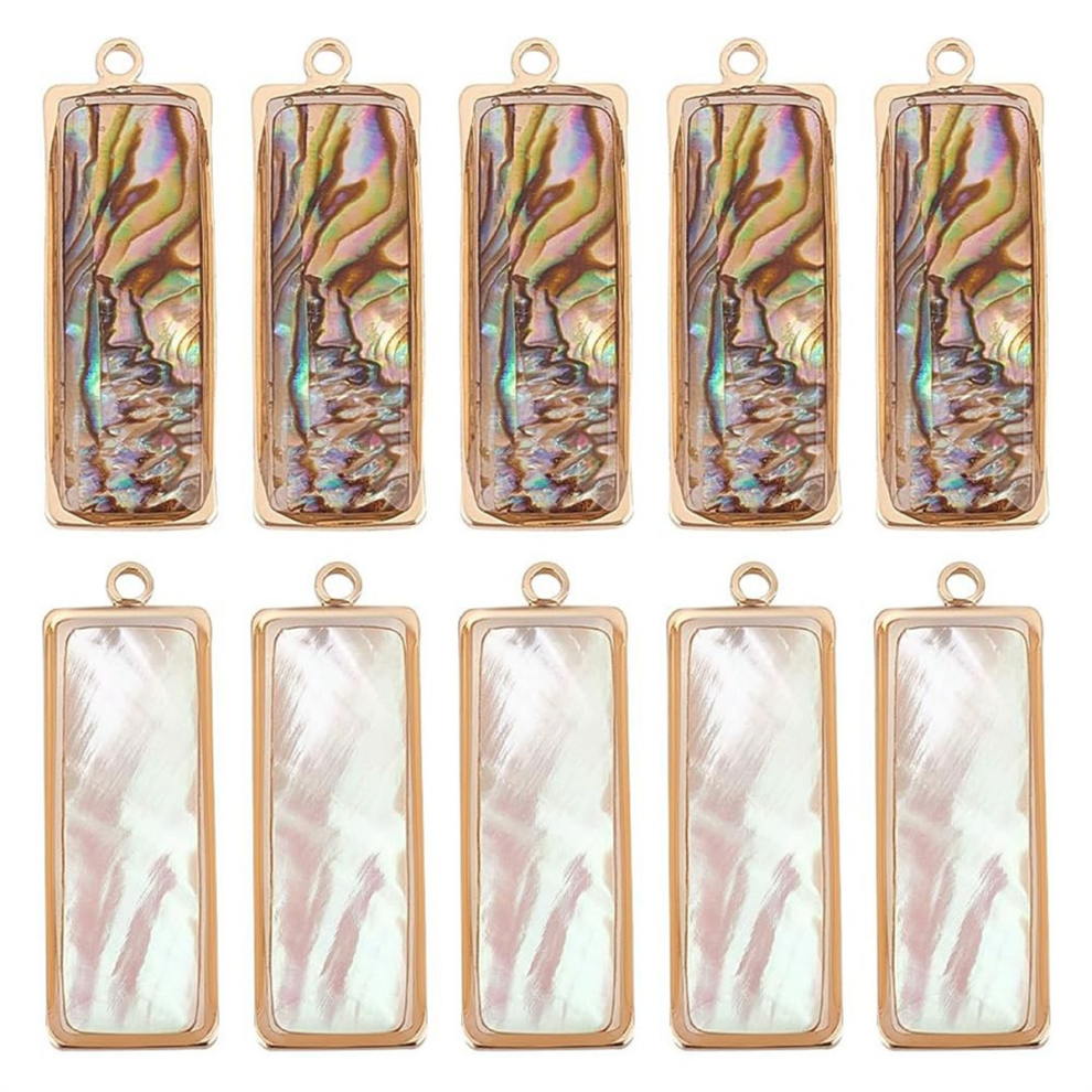 10 stuks 2 kleuren abalone schelp hangers natuurlijke houtskool