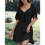Mini abito elegante con scollo a V profondo e fiocco nero L 4