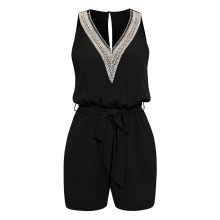 Summer Sleeveless V Neck Jumpsuit Black M