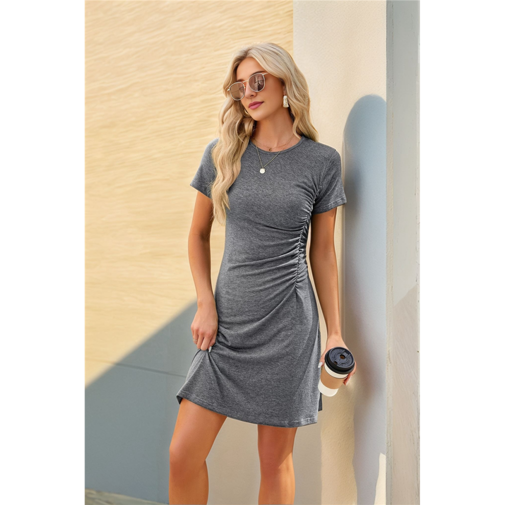 Abito Girocollo A Maniche Corte Grigio M