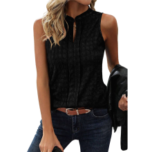 Top senza maniche con scollo a V in tinta unita da donna, nero, XL