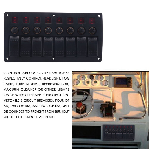 Boot Auto Marine Wippschalter Panel 8 Gang 3PIN & 2