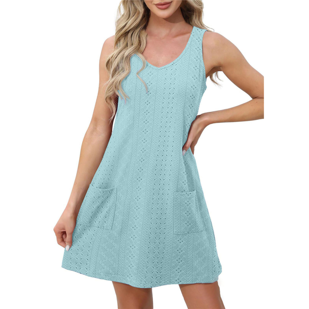 Abiti Da Donna Senza Maniche Con Scollo A V E Tasche Turchesi