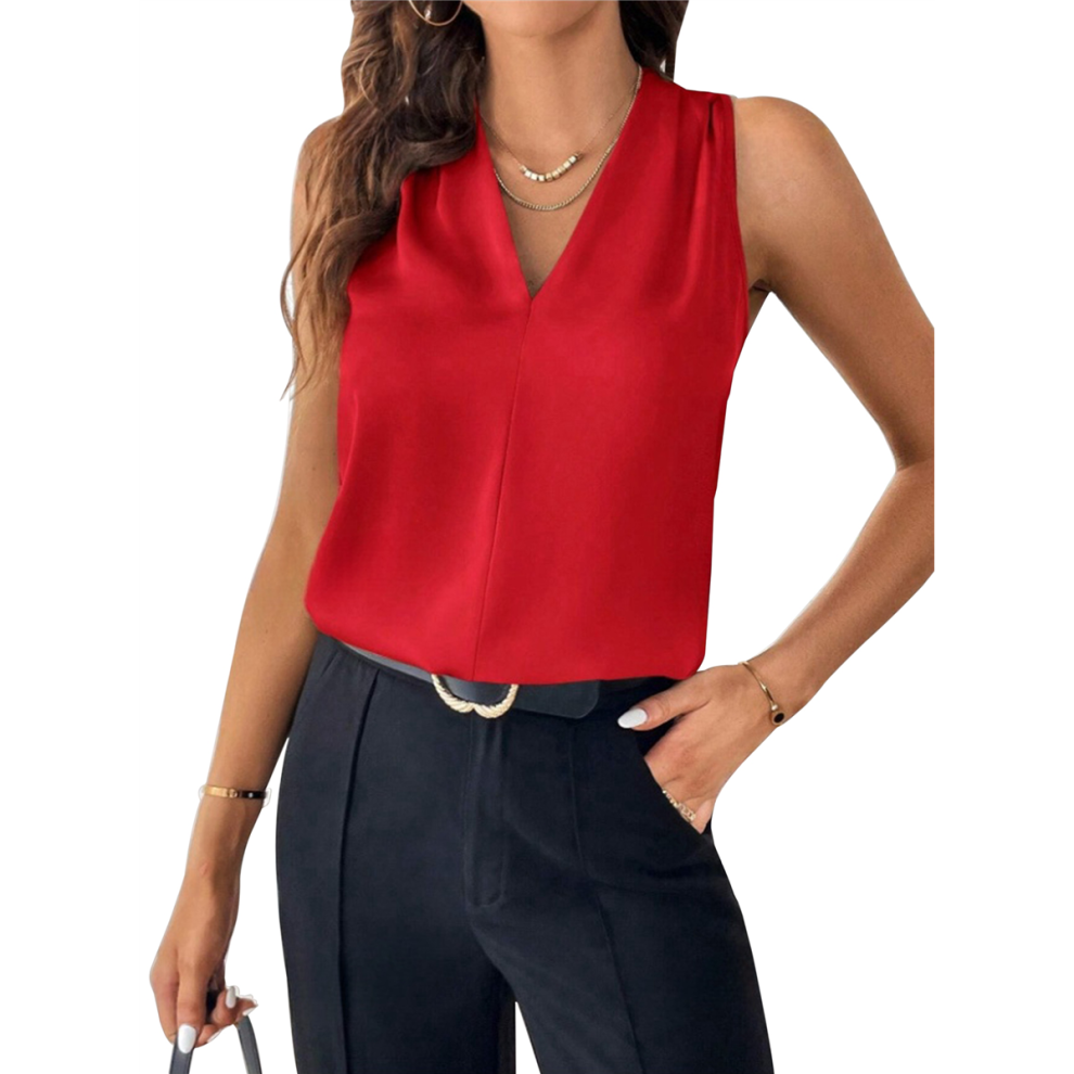 Canottiera Plissettata Da Donna Rossa S