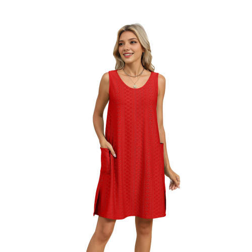 Abito estivo da spiaggia da donna, rosso, XL 2