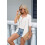 Fake Two-Piece Square Collar Patchwork Buttons 3/4 7