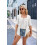 Fake Two-Piece Square Collar Patchwork Buttons 3/4 5
