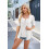 Fake Two-Piece Square Collar Patchwork Buttons 3/4 6