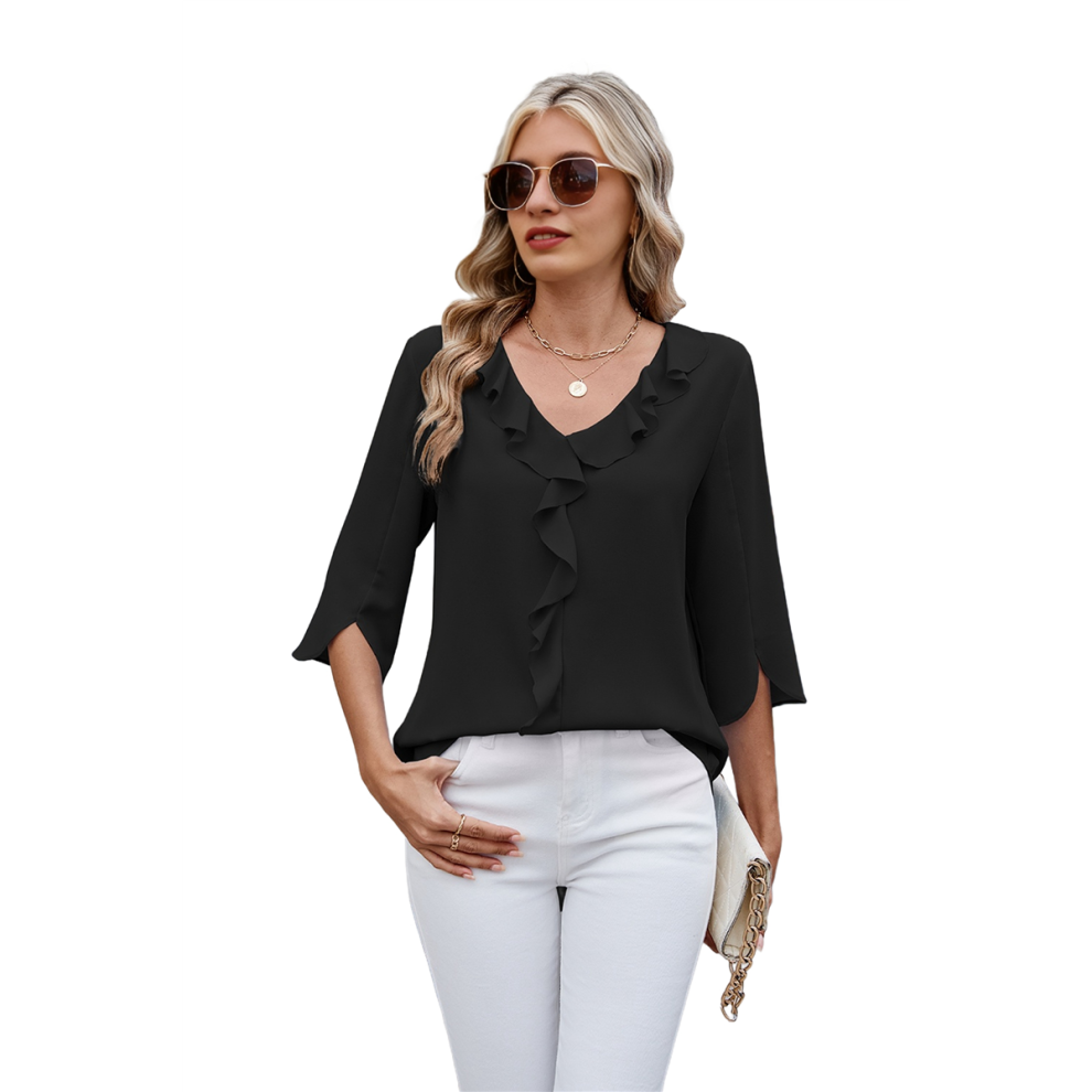 Camicette Eleganti Casual Da Donna Con Maniche A 3/4 E Scollo A V