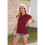 Dames Zomer Tops Workout Shirts Wijnrood XL 8