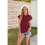 Dames Zomer Tops Workout Shirts Wijnrood XL 9