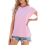 Dames Zomer Tops Workout Shirts Roze S 4