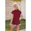 Dames Zomer Tops Workout Shirts Wijnrood XL 10