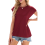 Dames Zomer Tops Workout Shirts Wijnrood XL 4