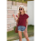 Dames Zomer Tops Workout Shirts Wijnrood XL 6