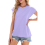 Dames Zomer Tops Workout Shirts Paars L 4