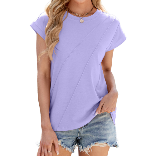 Dames Zomer Tops Workout Shirts Paars L 2