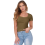 Dames geribbeld slim fit T-shirt Matcha XL 2
