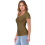 Dames geribbeld slim fit T-shirt Matcha XL 3