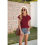 Dames Zomer Tops Workout Shirts Wijnrood XXL 7