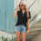 Maglia a maniche corte da donna nera L 9