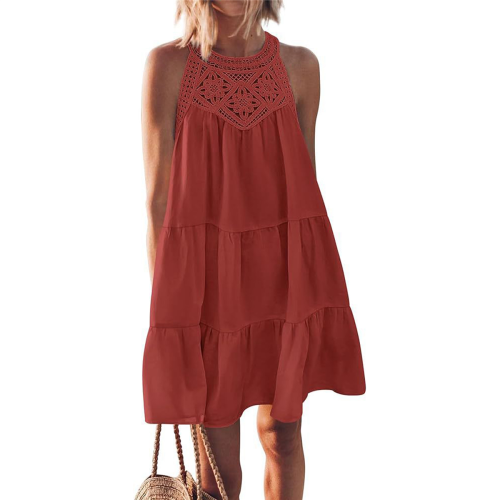 Dames kanten camisole baksteenrood L 1