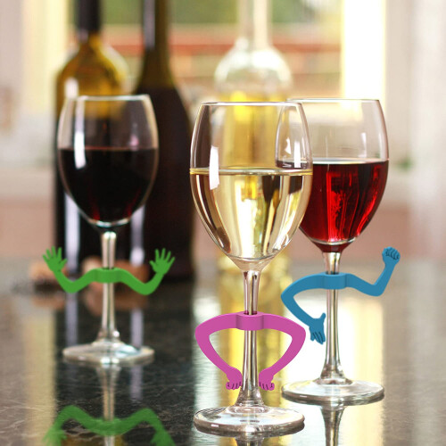 Marcadores de copos de vinho de silicone com 6 peças 2