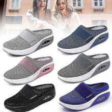 (43, Pink) Air Cushion Walking Shoes Breathable Casual Mesh Slip On Walking Shoes For Outdoor Indoor New