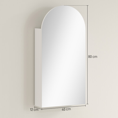 Homcom (White) HOMCOM Bathroom Mirror Cabinet with Adjustable Glass Shelves 2